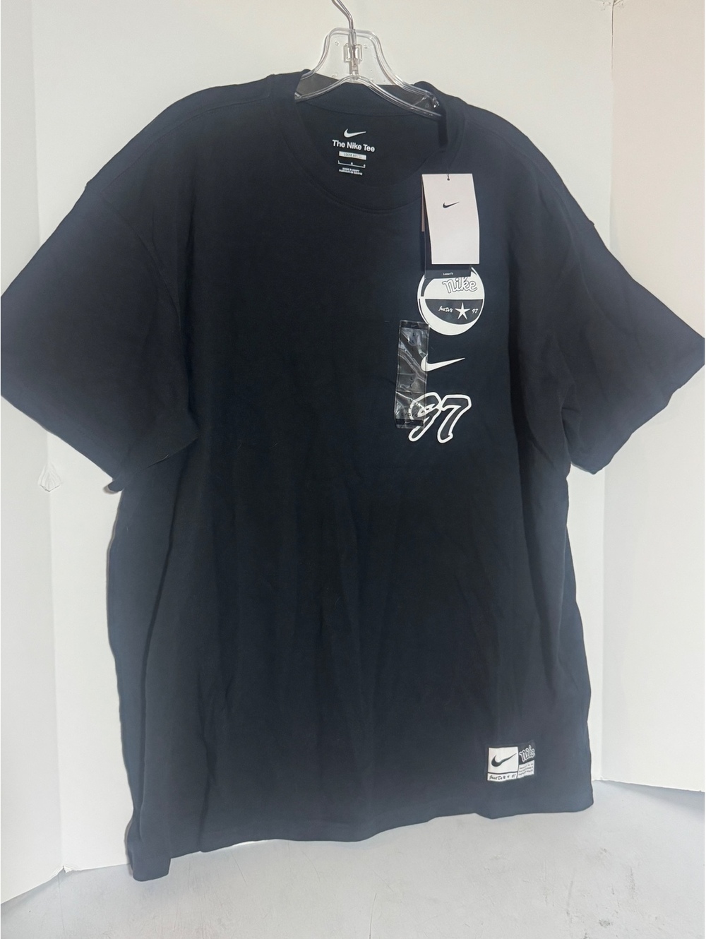Nike Men's Max90 Basketball T-shirt Black Loose Fit Large